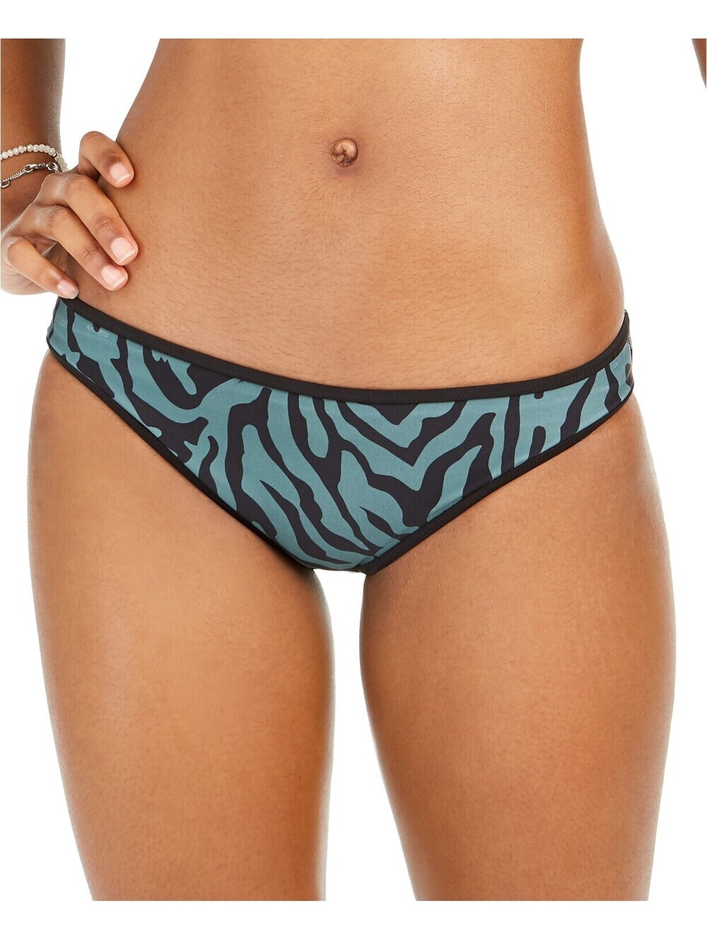 Bar III Womens Zebra Printed Reversible Hipster Bikini Bottoms Size L